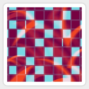 Blue and Red Square Geometric Pattern Sticker